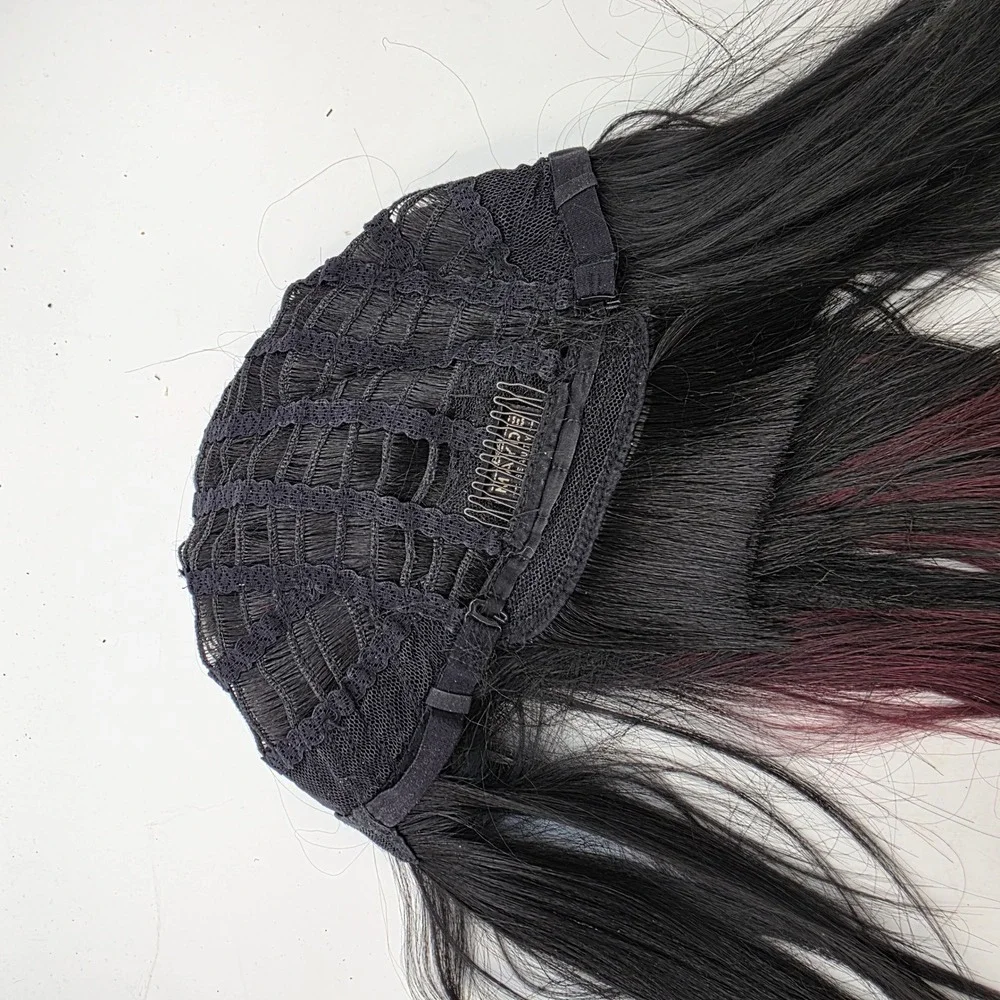 Mayde Beauty Black Burgundy Highlight Synthetic Wig Heat Safe Straight Bob